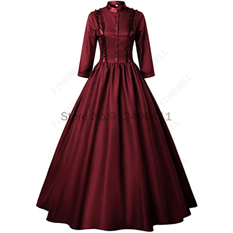 Medieval Retro Punk Gothic Court Princess Dress Royal Lady Ball Dress Elegant Vampire Devil Christmas Victorian Costume Vestidos