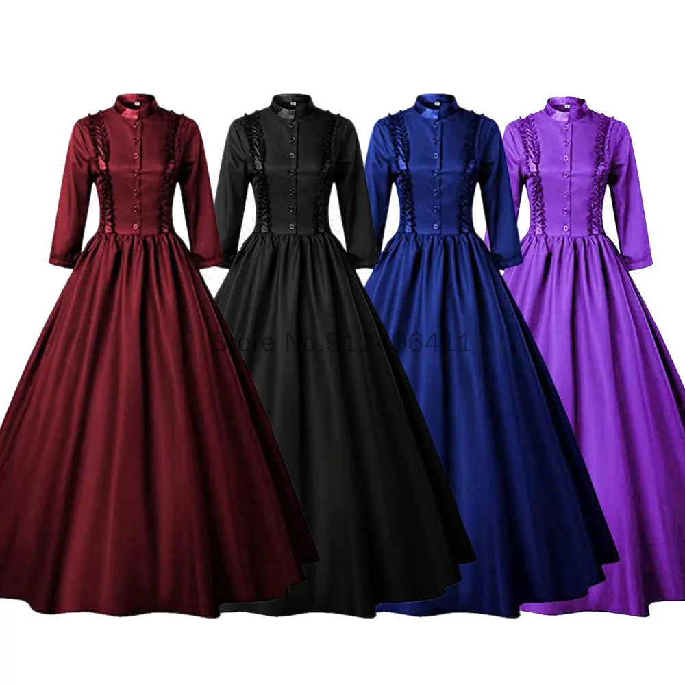 Medieval Retro Punk Gothic Court Princess Dress Royal Lady Ball Dress Elegant Vampire Devil Christmas Victorian Costume Vestidos