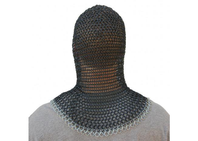 Medieval V Face Mild Steel Chainmail Coif Armor-1