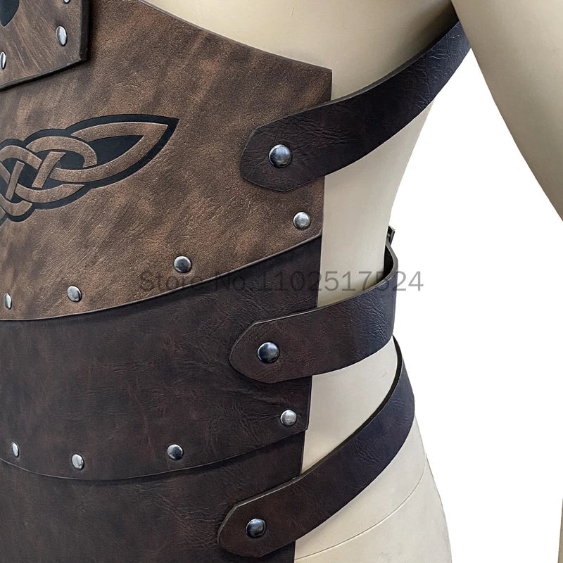 Medieval Victorian Warrior Armor Embossed Viking Costume PU Leather Knight Vest Chest Armor for Cosplay Larp Party Halloween