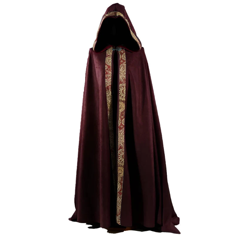 Medieval Women Men Vintage Gothic Hooded Cloak Coat Halloween Vampire Devil Wizard Cape Viking Robe Gown Party Cosplay Costume