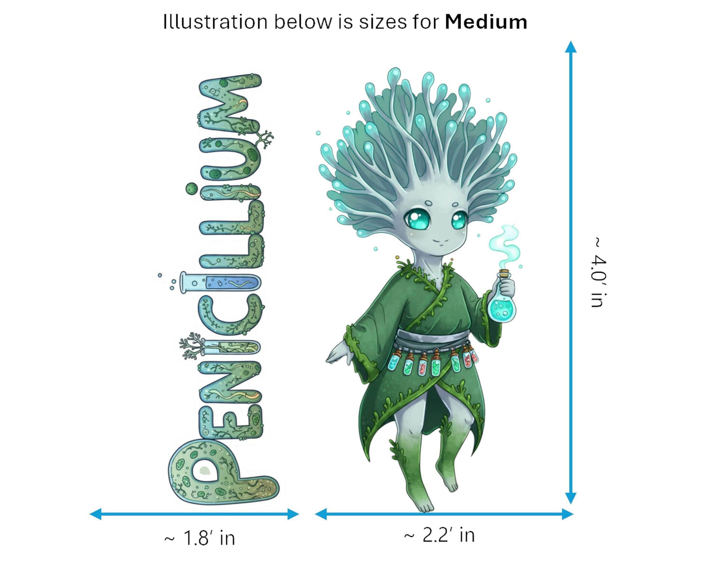 Penicillium Sticker and Magnet - Tiny Alchemist Fungikins™ – Scientific Mold Art | Waterproof & UV-Proof - Sticker / Medium