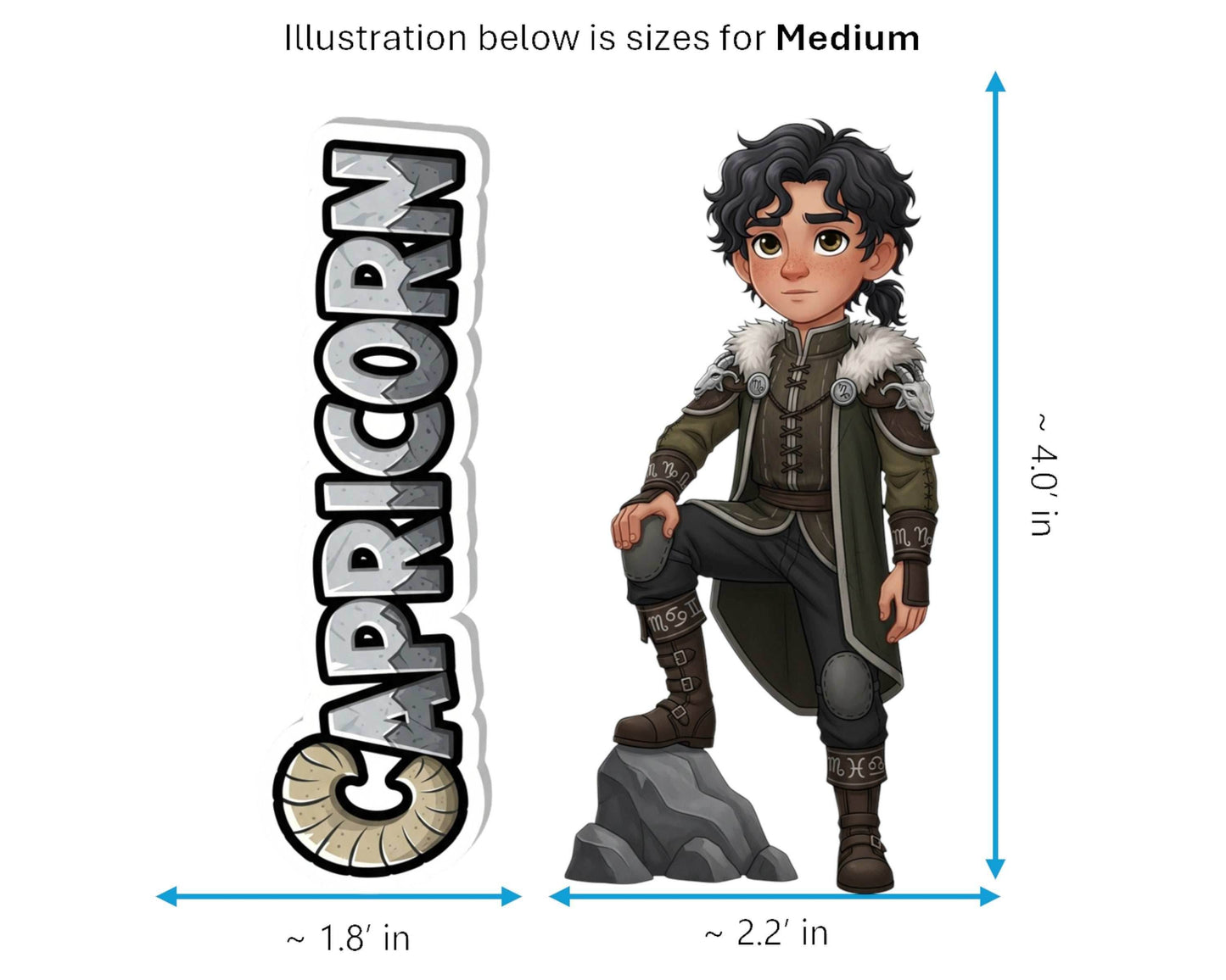 Capricorn Sticker and Magnet - Celestial Sea-Goat Horoskins™ – Zodiac Earth Sign | Waterproof & UV-Proof - Magnet / Medium