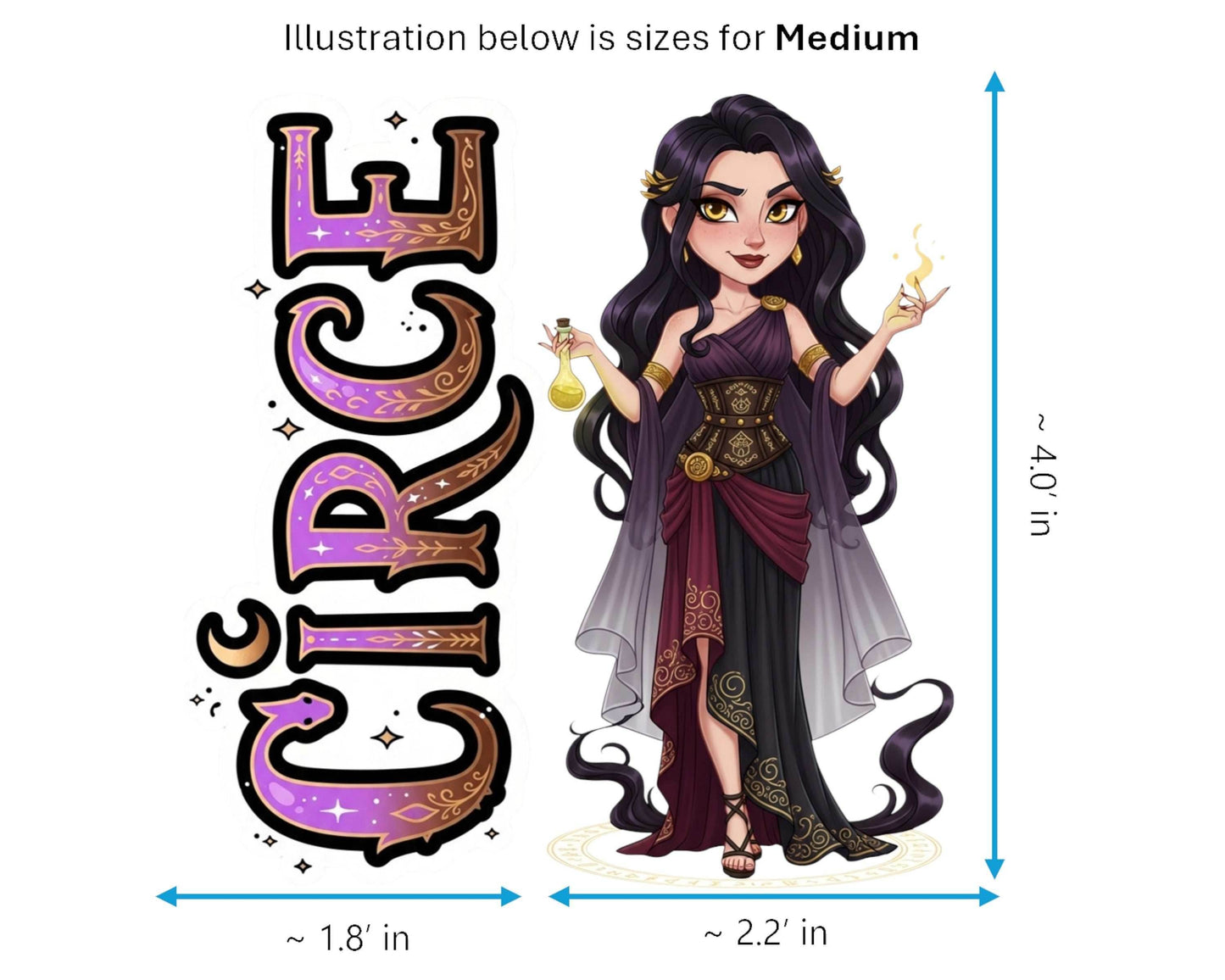 Circe Sticker and Magnet - Enchantress of Aeaea Mythkins™ – Greek Mythology Sorceress | Waterproof & UV-Proof - Sticker / Medium