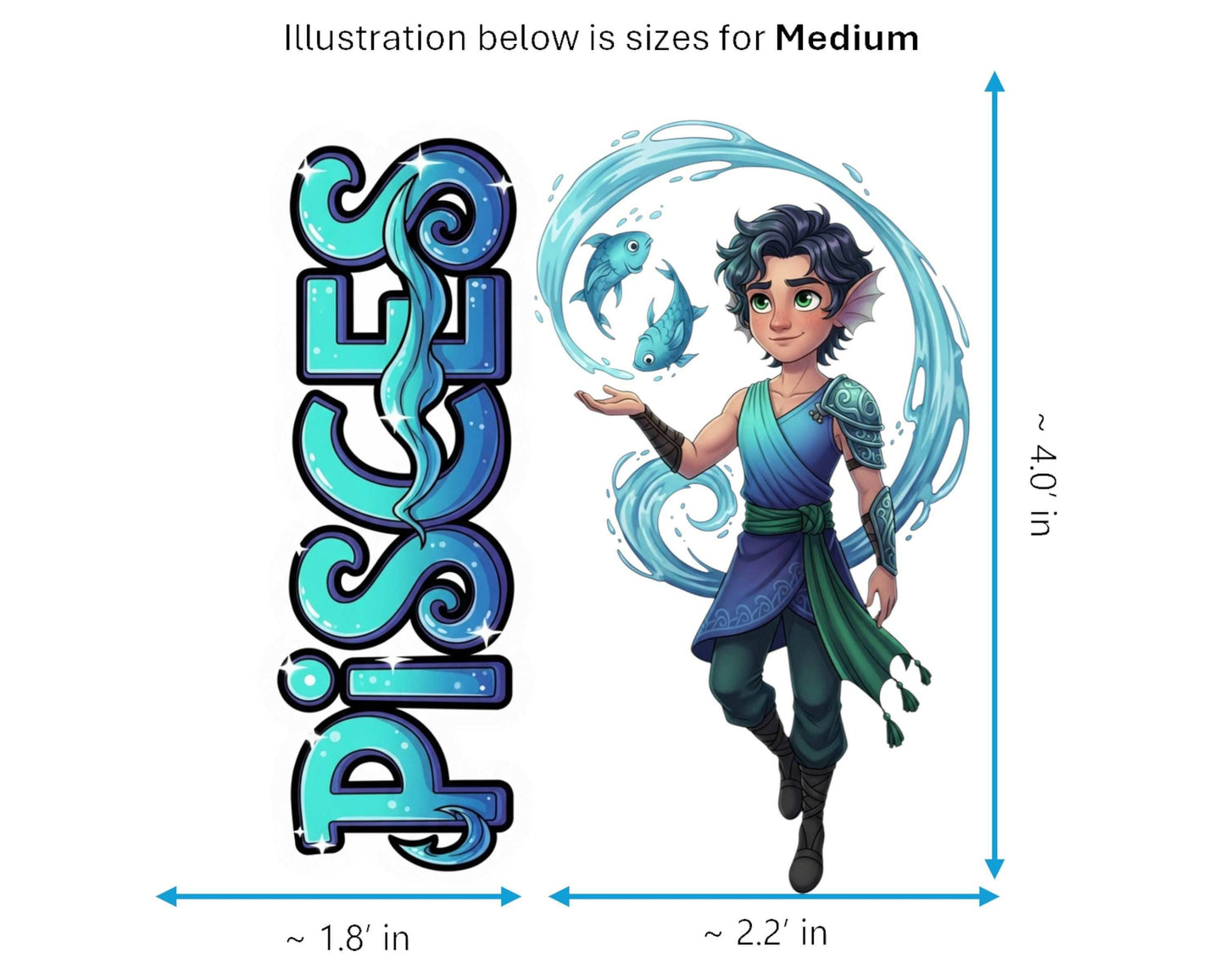 Pisces Sticker and Magnet - the Dreamer Horoskins™ – Zodiac Water Sign | Waterproof & UV-Proof - Sticker / Medium