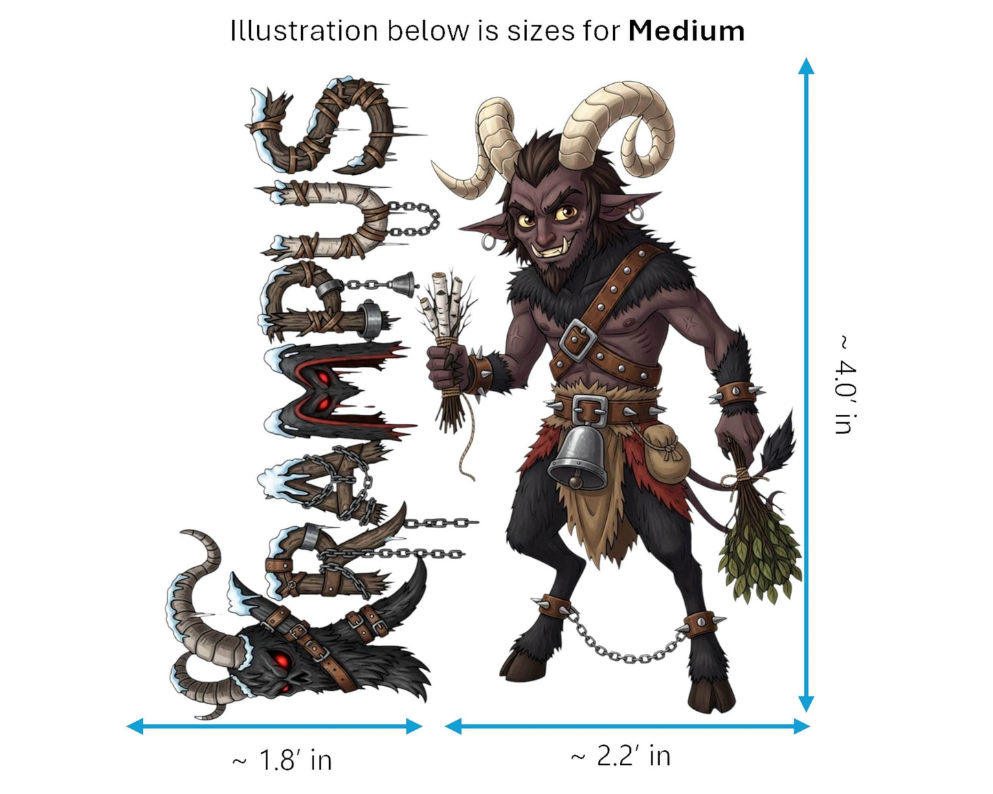 Krampus Sticker and Magnet - Shadow of Saint Nicholas Mythkins™ – Christmas Folklore Demon | Waterproof & UV-Proof - Sticker / Medium