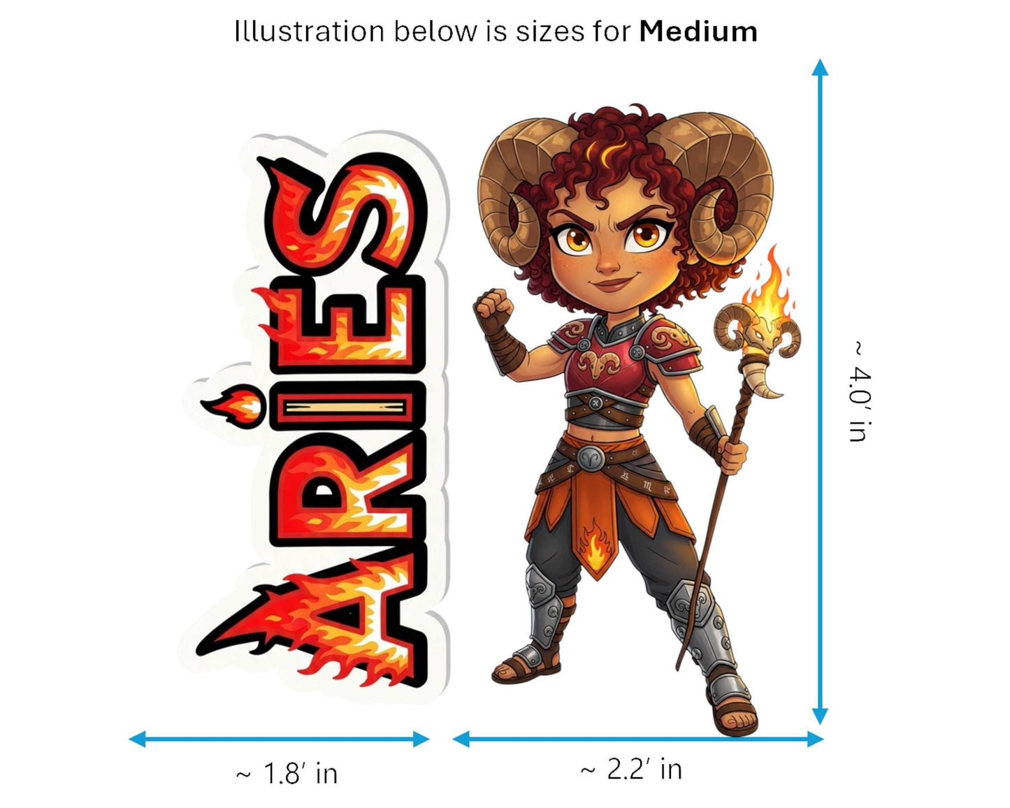 Aries Sticker and Magnet - Fire-Hearted Ram Horoskins™ – Zodiac Fire Sign | Waterproof & UV-Proof - Sticker / Medium