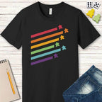 Meeple Shirt - Retro Rainbow Board Game Shirt - Navy / S