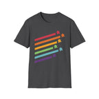 Meeple Shirt - Retro Rainbow Board Game Shirt - Dark Heather / S