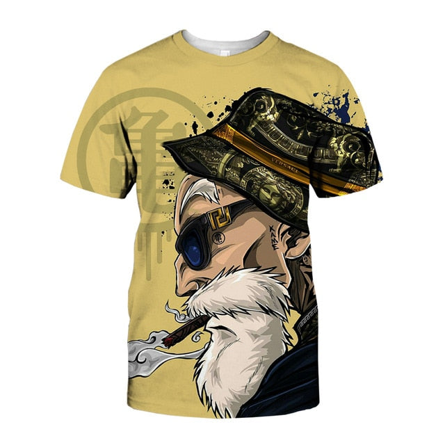 Men Anime Print Dragon Ball 3D T-Shirt Oogway Tees Master Roshi Men T shirt Streetwear Plus Size