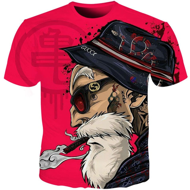 Men Anime Print Dragon Ball 3D T-Shirt Oogway Tees Master Roshi Men T shirt Streetwear Plus Size