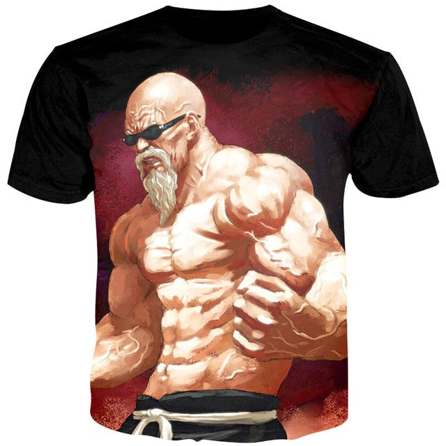 Men Anime Print Dragon Ball 3D T-Shirt Oogway Tees Master Roshi Men T shirt Streetwear Plus Size