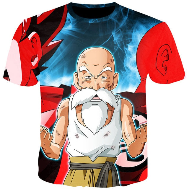 Men Anime Print Dragon Ball 3D T-Shirt Oogway Tees Master Roshi Men T shirt Streetwear Plus Size