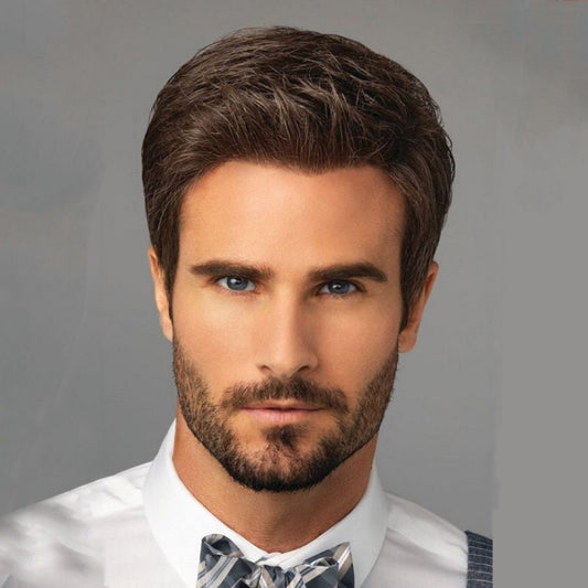 Men's Fashion Short Straight Brown Wig