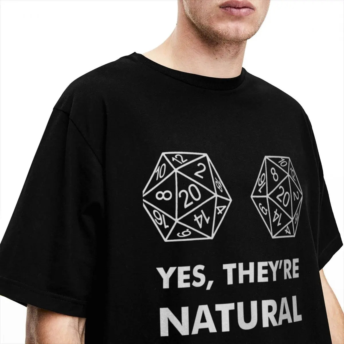 Men's T-Shirt DnD Game D20 Yes They're Natural Fitted Fashion 100% Cotton Tee Shirt Short Sleeve T Shirt O Neck Clothes