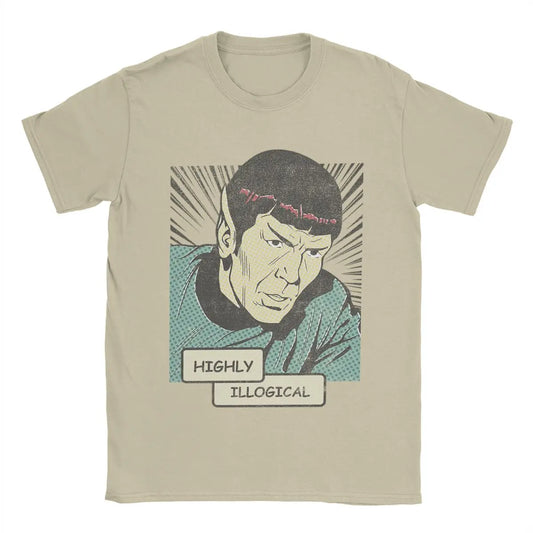 Men's T-Shirt Stars Treks Spock Highly Illogical Casual Pure Cotton Tee Shirt Short Sleeve T Shirt Crew Neck Tops Plus Size