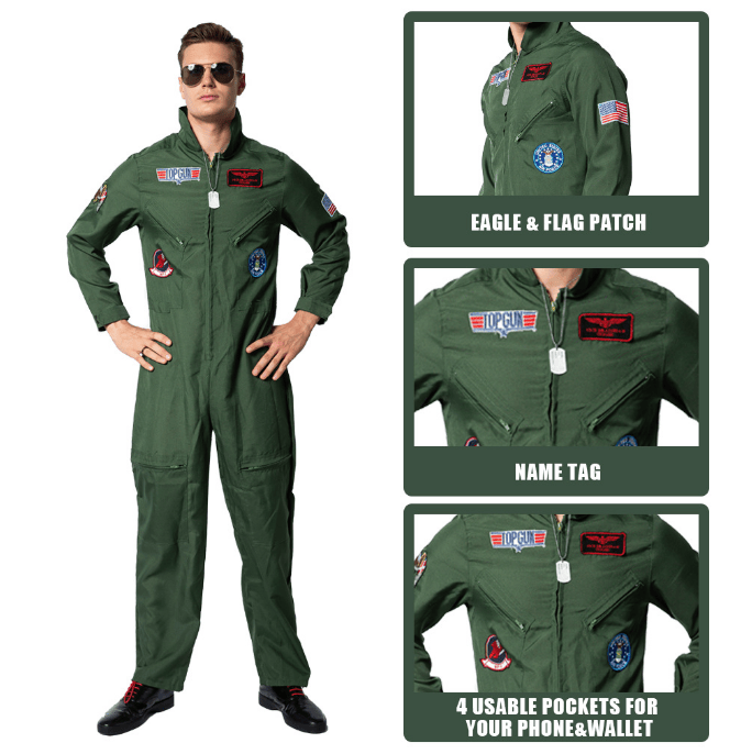 Men's Top Gun Flight Suit Costume Halloween