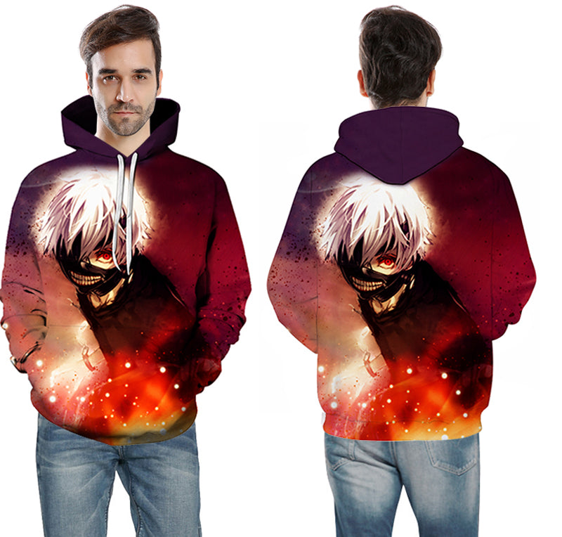 Men/women Tracksuits Tops Print  Hooded Anime Tokyo Ghoul Kaneki Ken 3D Hoodies Thin Autumn Sweatshirts