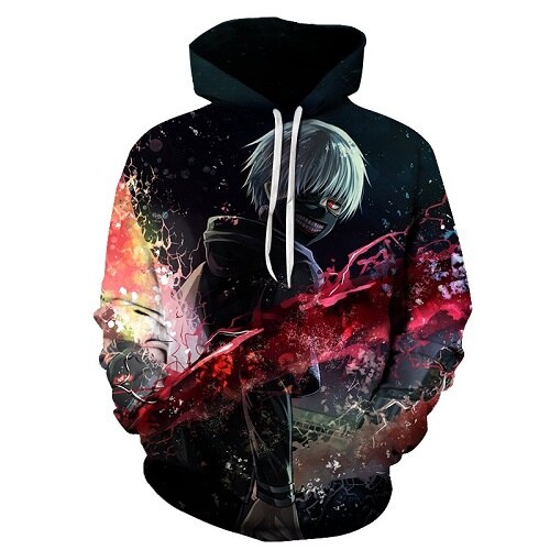 Men/women Tracksuits Tops Print  Hooded Anime Tokyo Ghoul Kaneki Ken 3D Hoodies Thin Autumn Sweatshirts