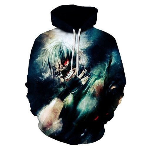 Men/women Tracksuits Tops Print  Hooded Anime Tokyo Ghoul Kaneki Ken 3D Hoodies Thin Autumn Sweatshirts