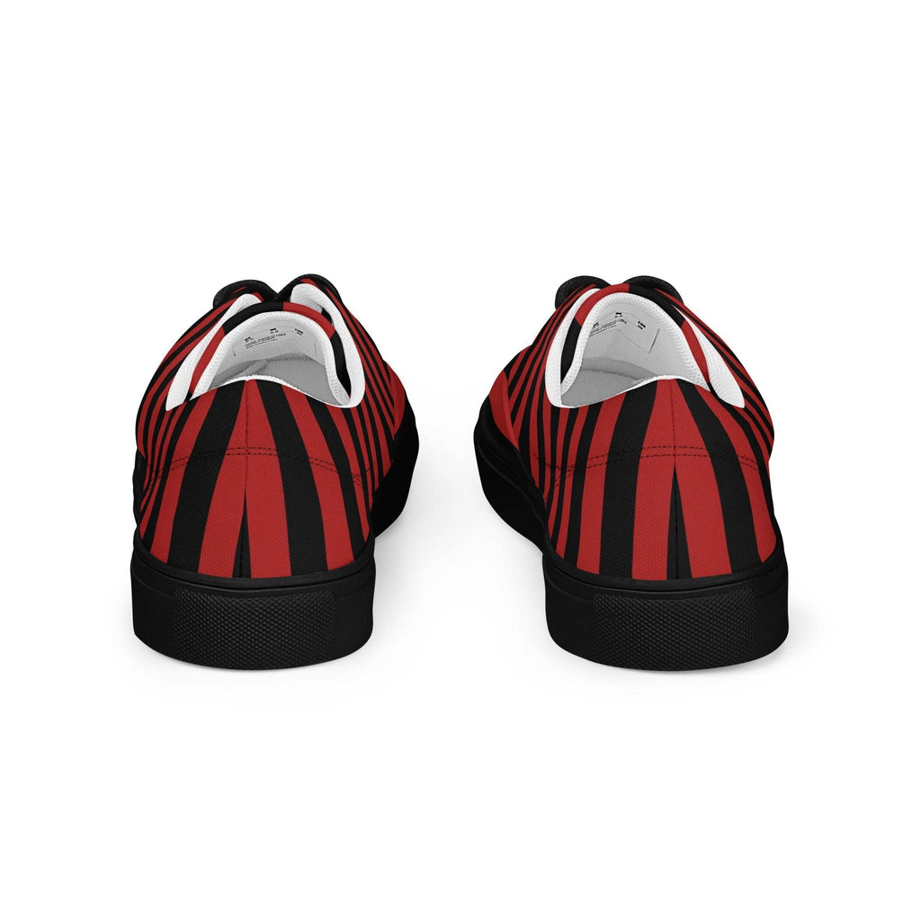 Black and Red Striped Men’s Lace-up Canvas Shoes - 5
