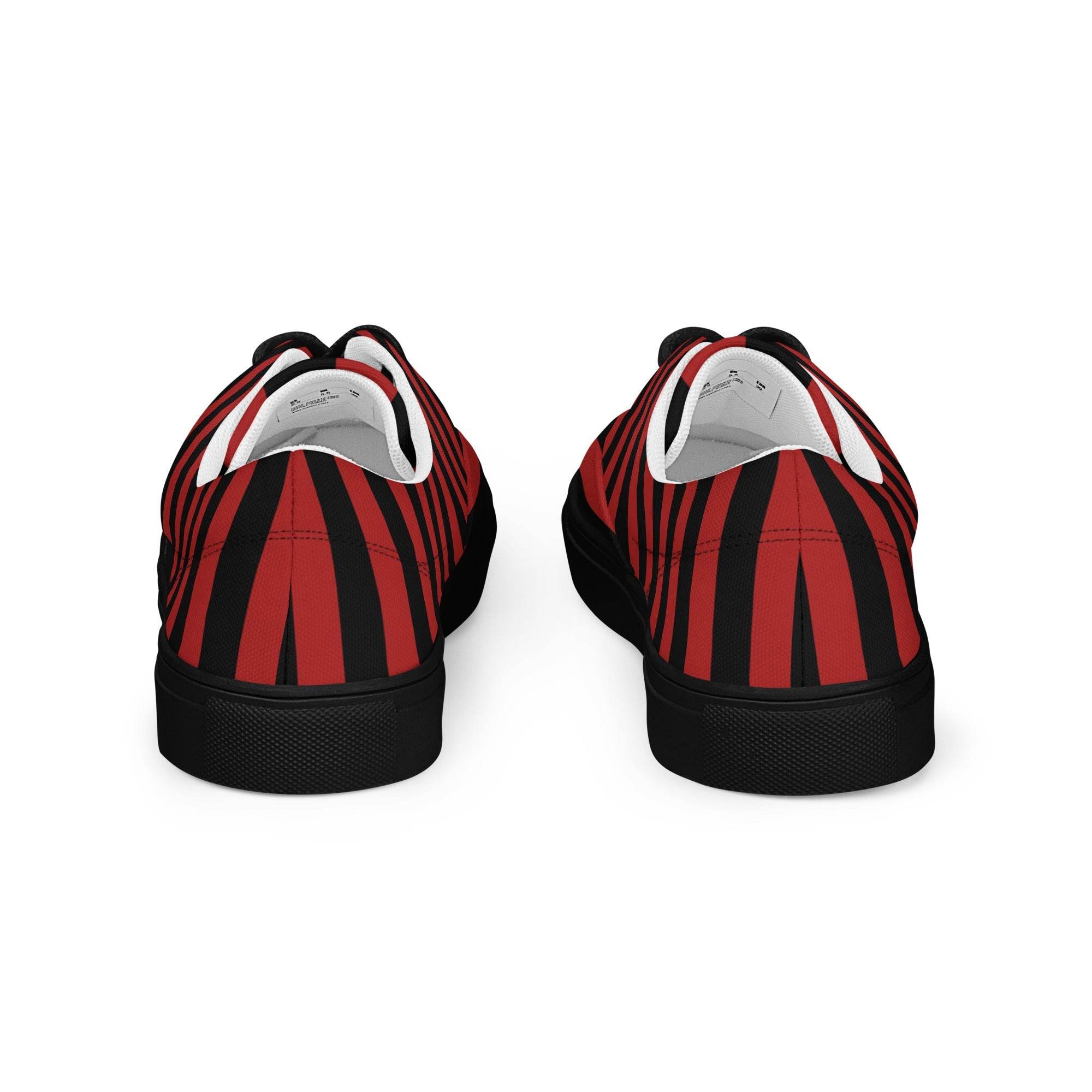 Black and Red Striped Men’s Lace-up Canvas Shoes - 5