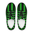 Black and Green Striped Men’s Lace-up Canvas Shoes - 5