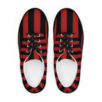 Black and Red Striped Men’s Lace-up Canvas Shoes - 5