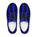 Black and Blue Striped Men’s Lace-up Canvas Shoes - 5