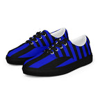 Black and Blue Striped Men’s Lace-up Canvas Shoes - 5