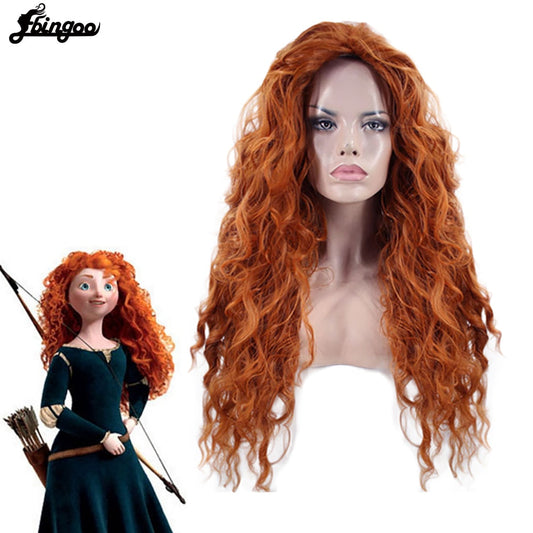 Merida Wig Orange Wig Tinker Bell Princress Belle Ariel Rapunzel Wig Brown Red Blonde Long Synthetic Cosplay Women Wig