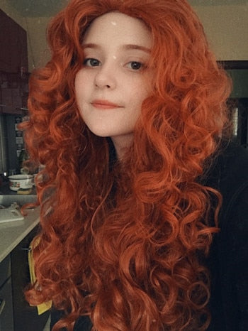 Merida Wig Orange Wig Tinker Bell Princress Belle Ariel Rapunzel Wig Brown Red Blonde Long Synthetic Cosplay Women Wig