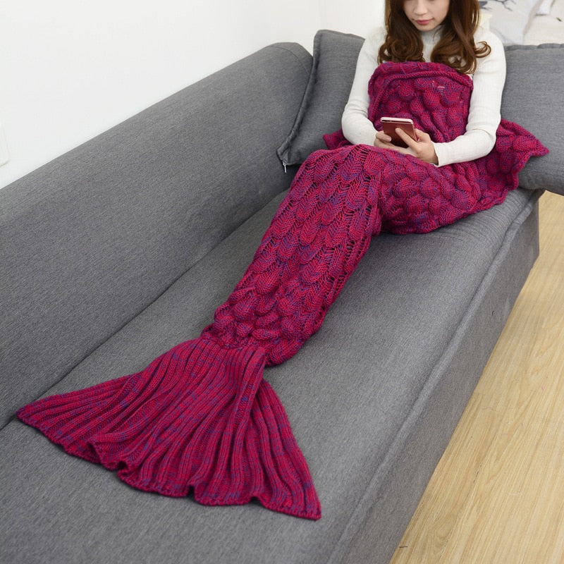 Mermaid Blanket Blankets Knitting Fish Tail Blanket Sofa Cover Birthday Gifts For Girls