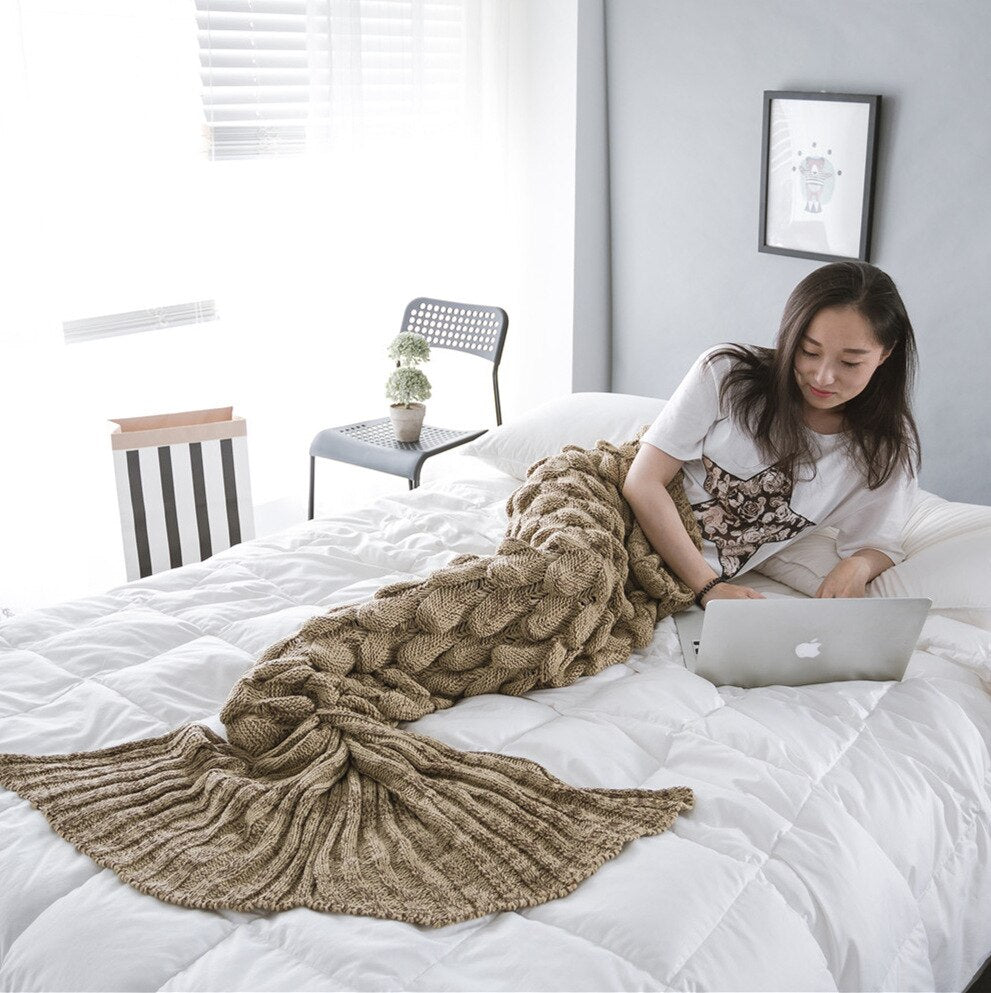 Mermaid Blanket Blankets Knitting Fish Tail Blanket Sofa Cover Birthday Gifts For Girls