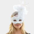 Mesh Flower Feather Detail Lace Applique Masquerade Halloween Mask