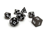 Gun Metal 7 Piece Dice Set - Signature Font - White - Role-Players