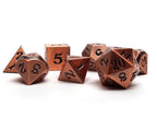 Legendary Copper 7 Piece Metal Dice Set - Black Signature Font - Role-Players