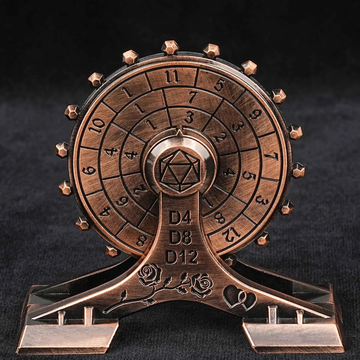 Metal DND Dice Spinner: Rose Love Ferris Wheel Spinning Dice
