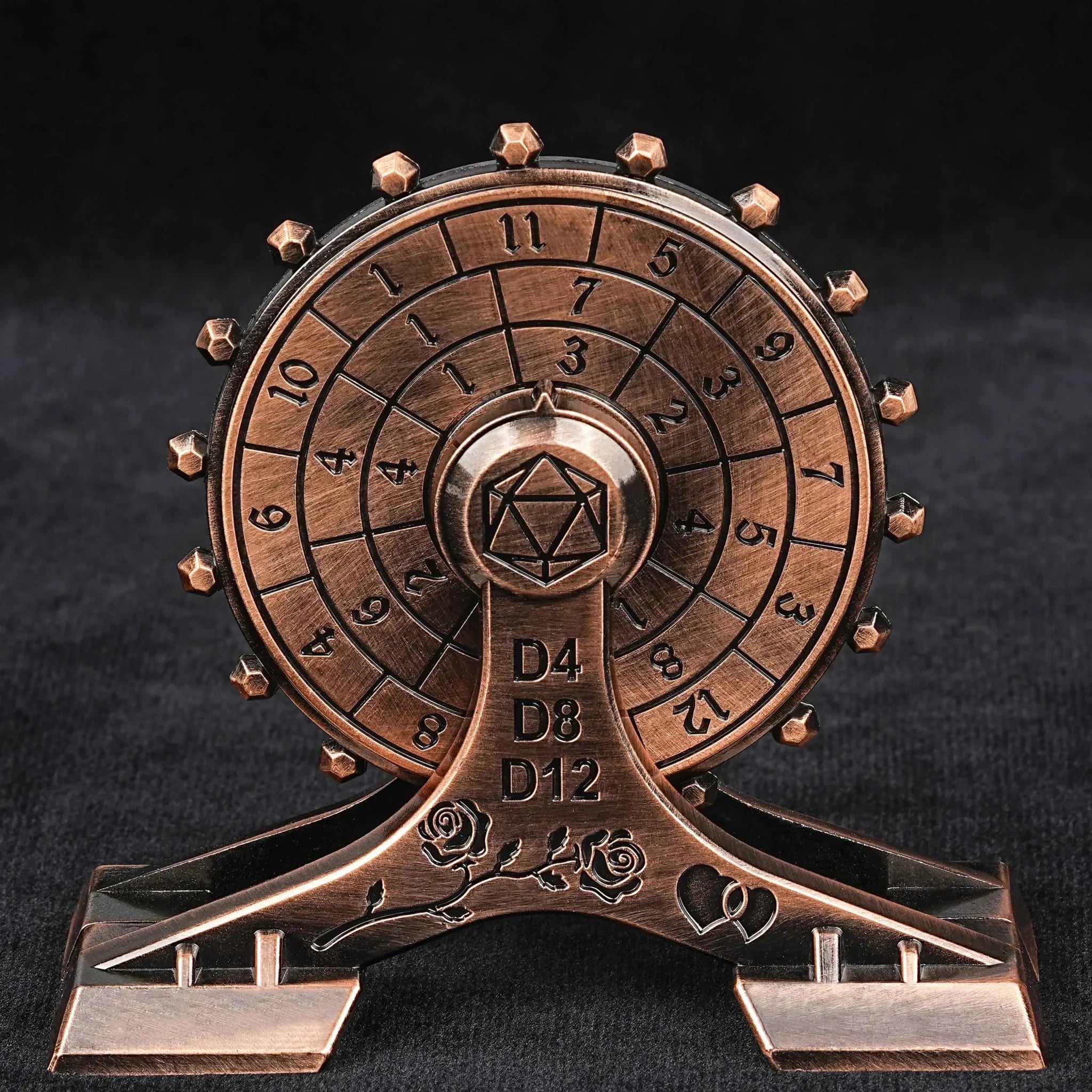 Metal DND Dice Spinner: Rose Love Ferris Wheel Spinning Dice
