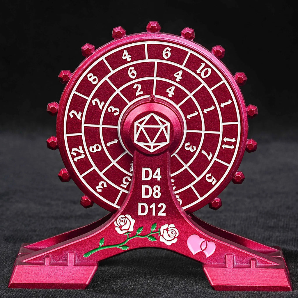 Metal DND Dice Spinner: Rose Love Ferris Wheel Spinning Dice