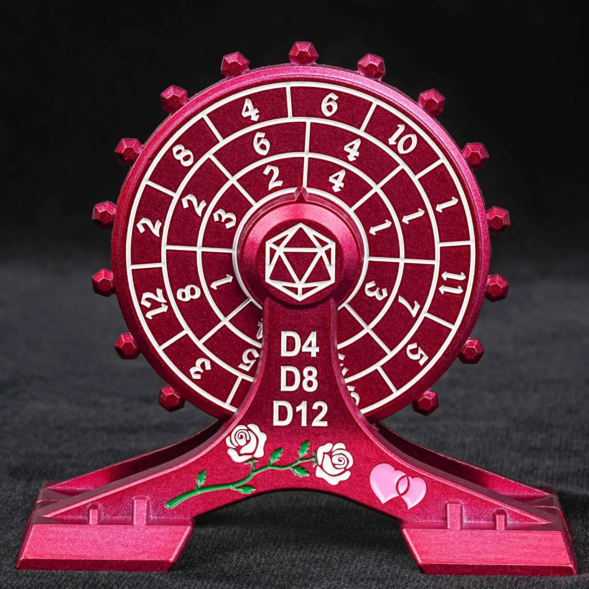 Metal DND Dice Spinner: Rose Love Ferris Wheel Spinning Dice