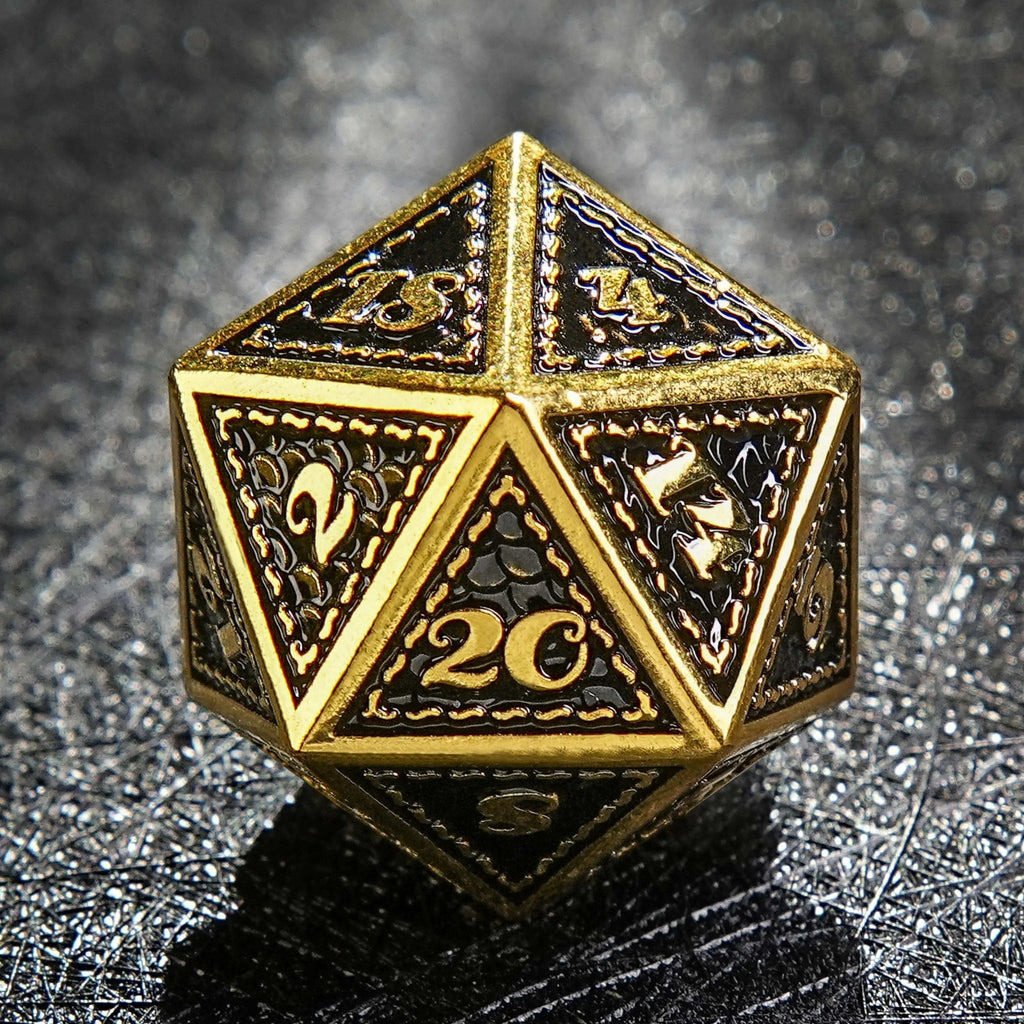 Metal solid dragon scale imitation gold black dice set