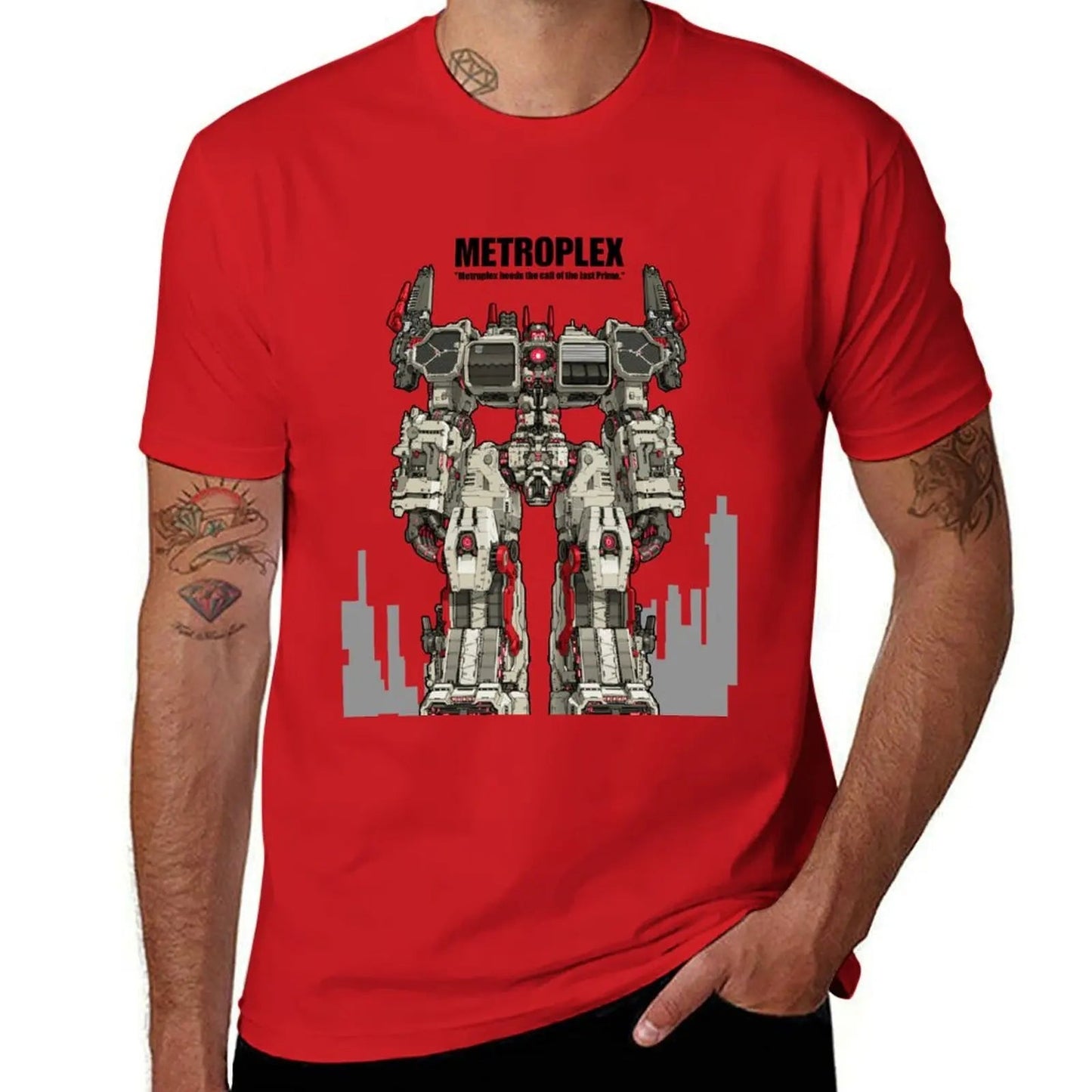 Metroplex_Transformer Citybot T-Shirt anime oversizeds mens big and tall t shirts