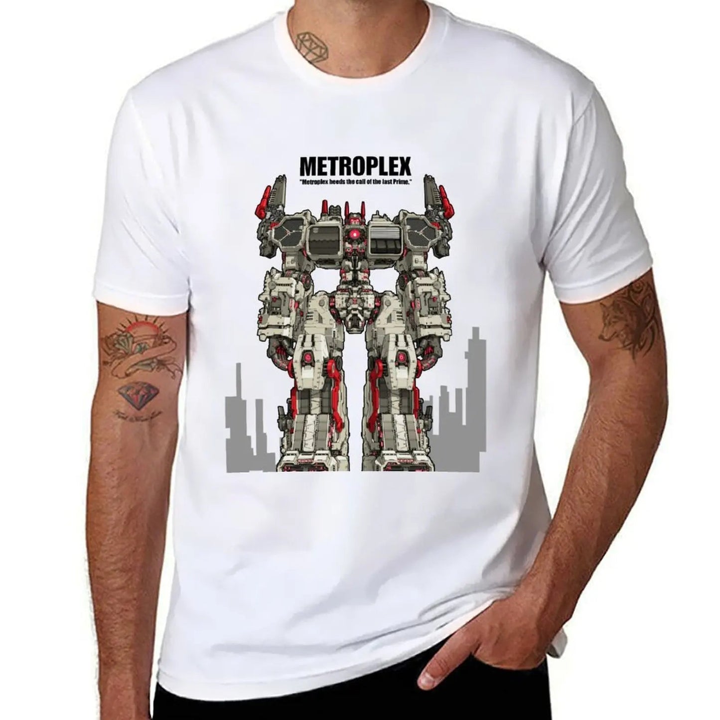 Metroplex_Transformer Citybot T-Shirt anime oversizeds mens big and tall t shirts