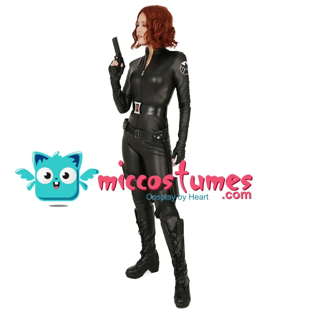 Miccostumes Women's Widow Cosplay Costume Black Bodysuit for Women Halloween cosplay Jumpsuit Bodysuit