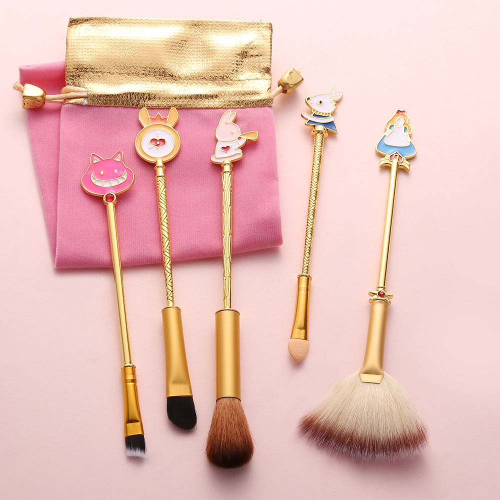 Midi Fox Alice Makeup Brush Set Powder Brush Blush Brush Eyebrow Brush Sponge Stick