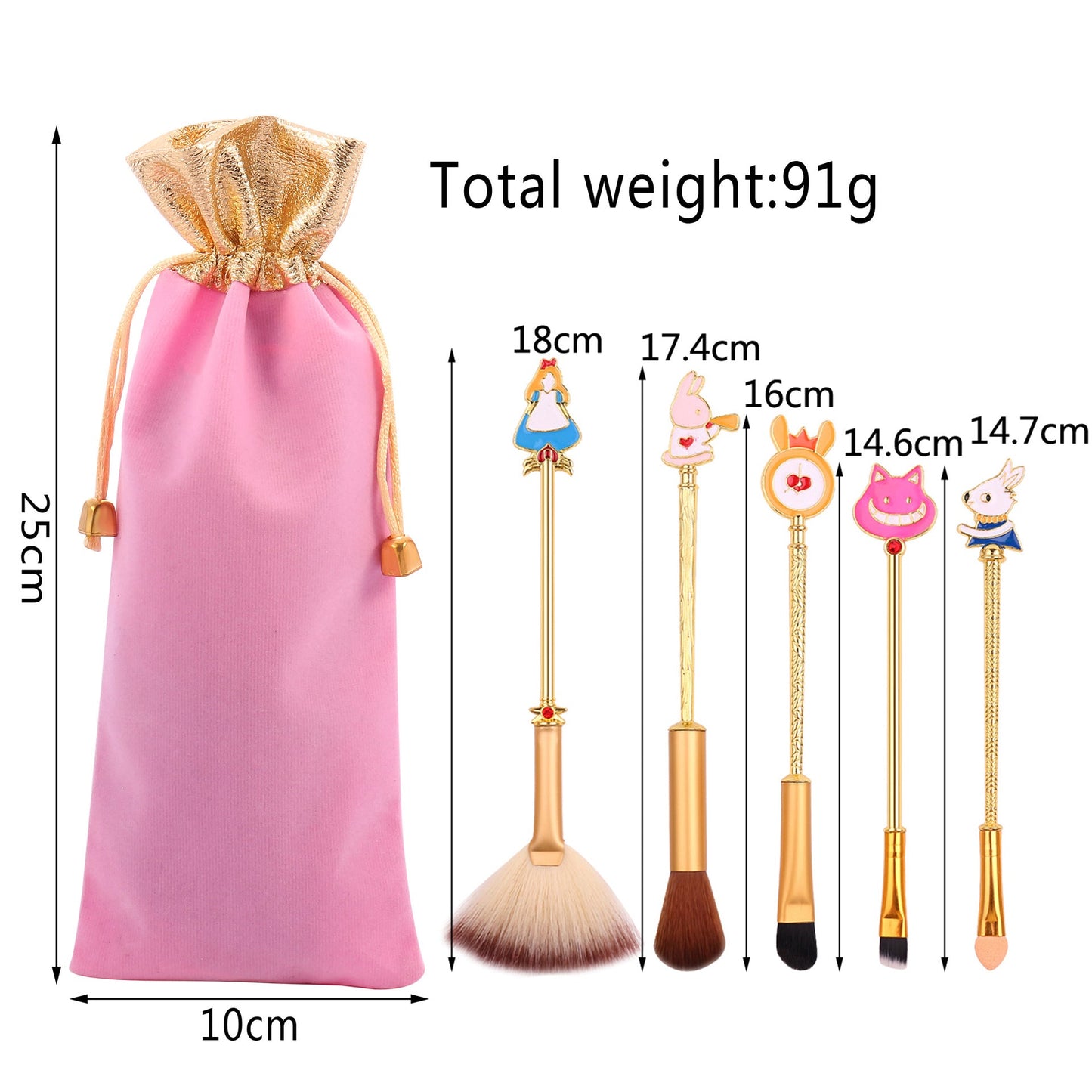 Midi Fox Alice Makeup Brush Set Powder Brush Blush Brush Eyebrow Brush Sponge Stick