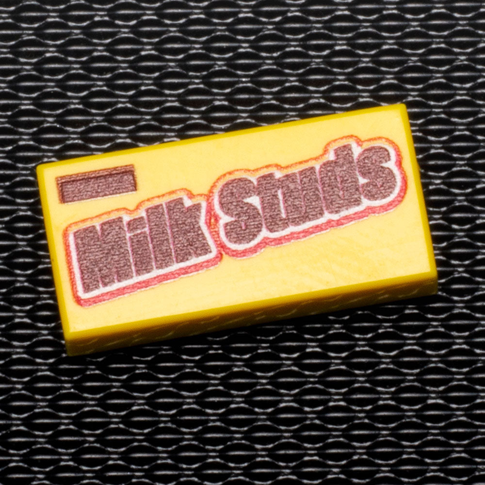 Milk Studs Custom Printed 1x2 Tile made using LEGO parts - B3 Customs