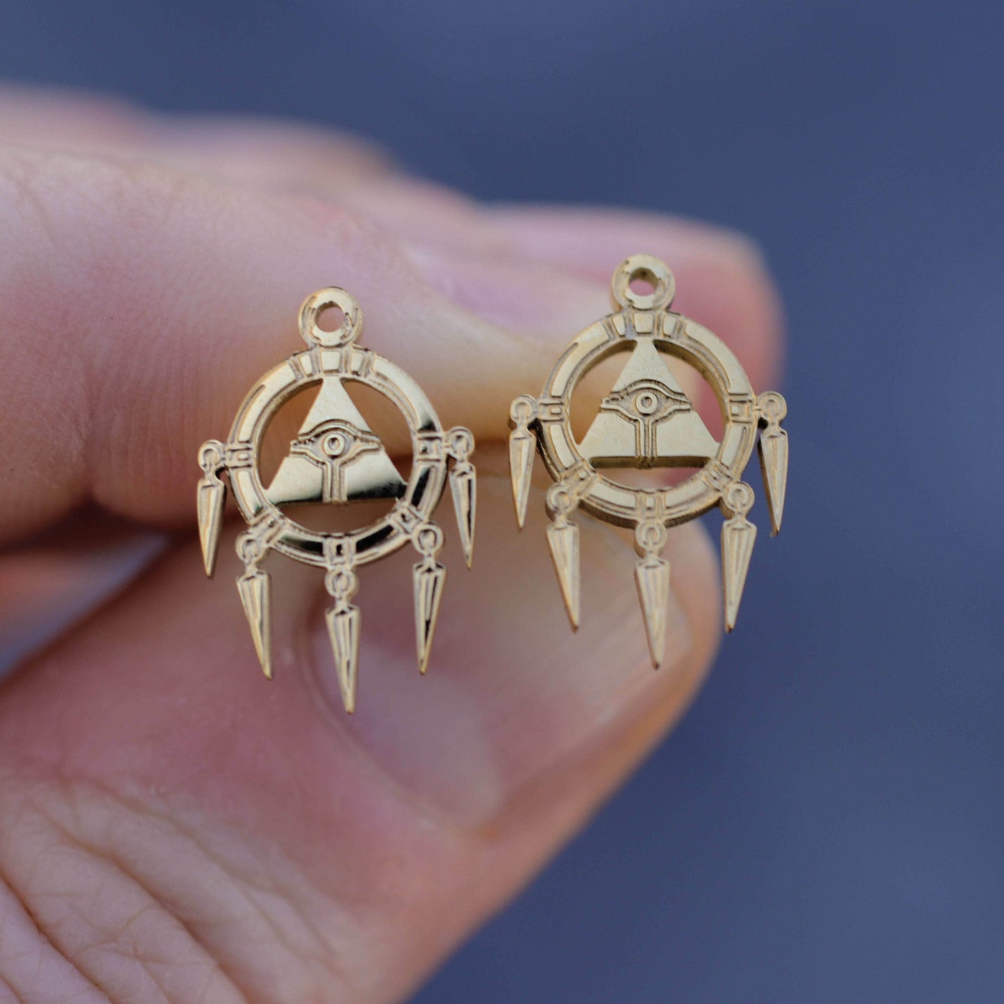 Yu-Gi-Oh!™ Millennium Ring Stud Earrings - Chrome / Pair