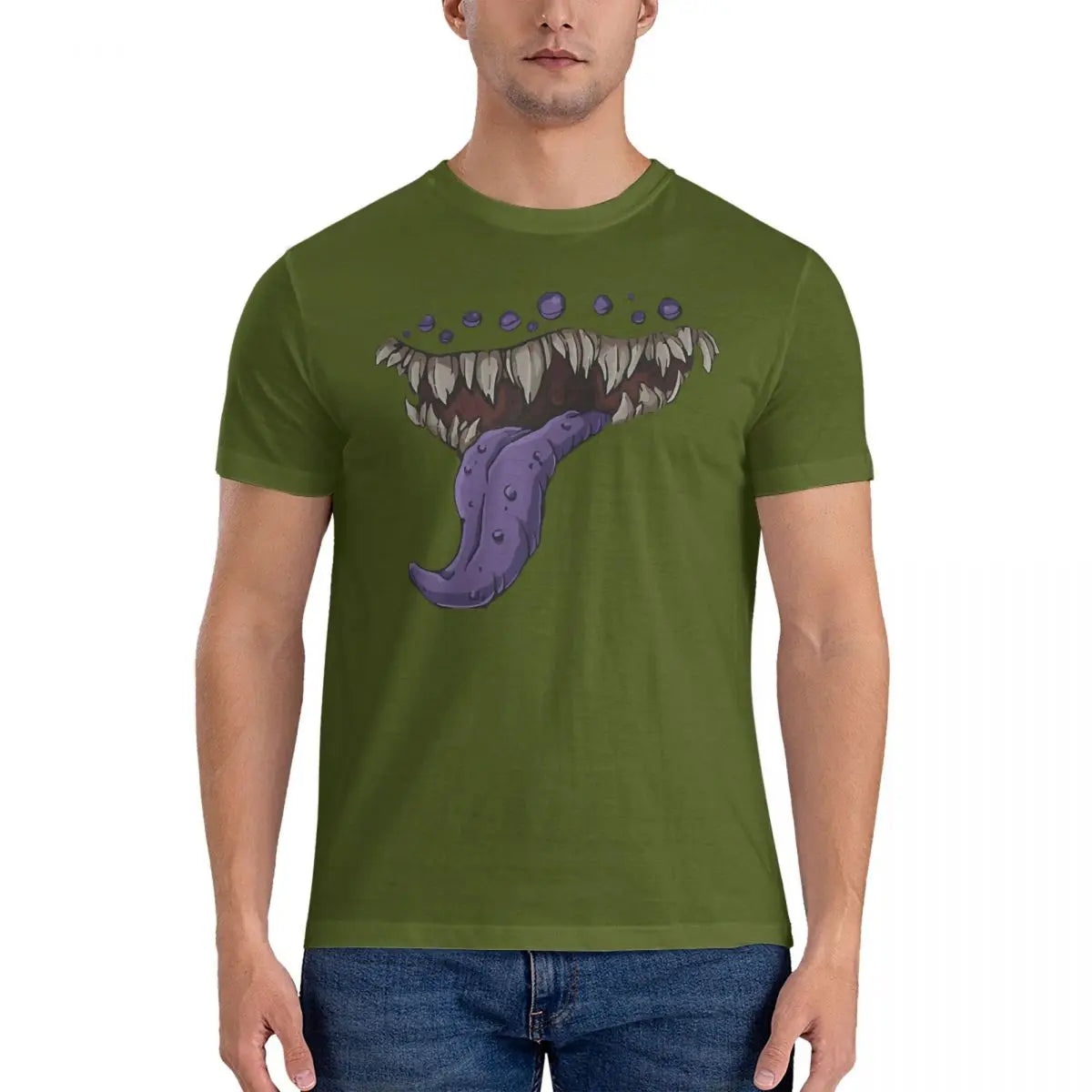 Mimic Mouth Print T Shirt D-Dungeons And Dragons DND 100% Cotton Clothing Humor Short Sleeve Crew Neck Tees New Arrival